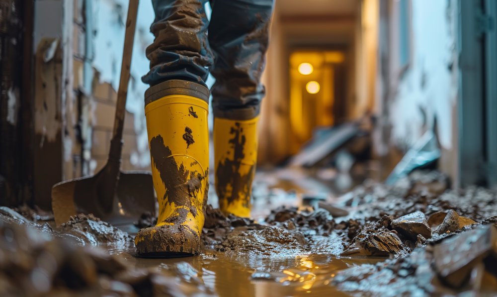 soccorritore spala melma dopo alluvione